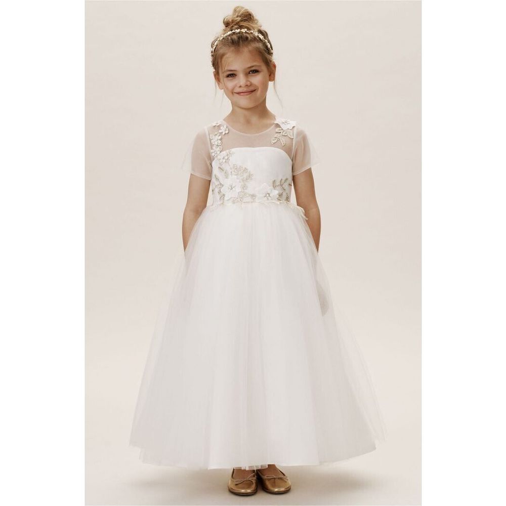 BHLDN White Floral Kids Formal Dress